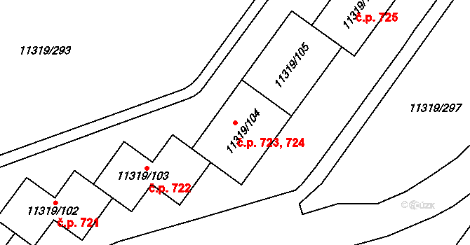 Severní Předměstí 723,724, Plzeň na parcele st. 11319/105 v KÚ Plzeň, Katastrální mapa