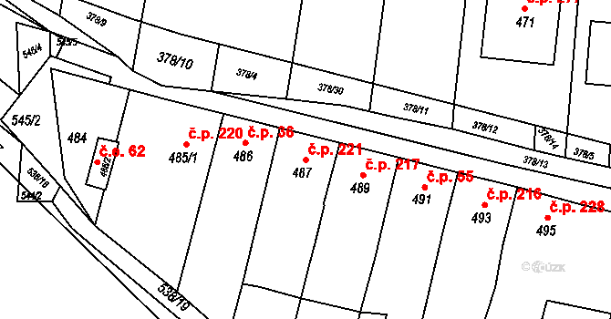 Silůvky 221 na parcele st. 487 v KÚ Silůvky, Katastrální mapa