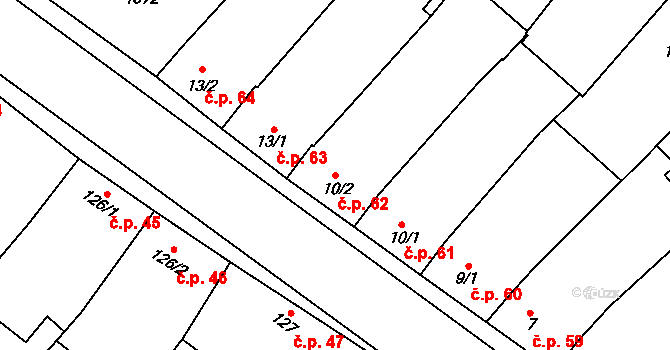 Držovice 62 na parcele st. 10/2 v KÚ Držovice na Moravě, Katastrální mapa
