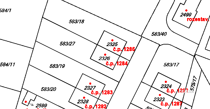 Třebechovice pod Orebem 1284 na parcele st. 2326 v KÚ Třebechovice pod Orebem, Katastrální mapa