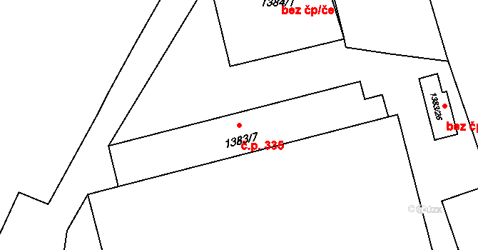 Fulnek 335 na parcele st. 1383/7 v KÚ Fulnek, Katastrální mapa
