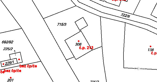Dolní Lukavice 213 na parcele st. 306 v KÚ Dolní Lukavice, Katastrální mapa