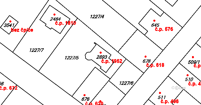 Brandýs nad Labem 1952, Brandýs nad Labem-Stará Boleslav na parcele st. 2893 v KÚ Brandýs nad Labem, Katastrální mapa