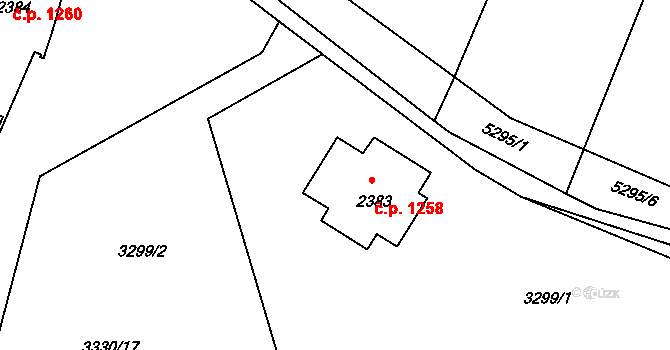 Vizovice 1258 na parcele st. 2383 v KÚ Vizovice, Katastrální mapa