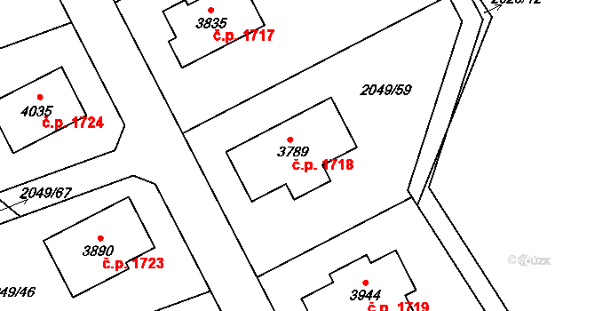 Humpolec 1718 na parcele st. 3789 v KÚ Humpolec, Katastrální mapa