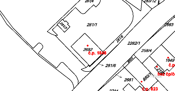 Tišnov 1848 na parcele st. 2692 v KÚ Tišnov, Katastrální mapa