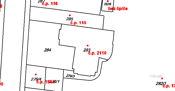 České Budějovice 7 2110, České Budějovice na parcele st. 283 v KÚ České Budějovice 7, Katastrální mapa