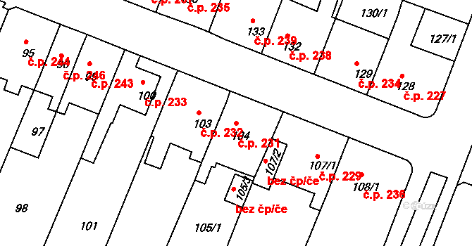 Pokratice 231, Litoměřice na parcele st. 104 v KÚ Pokratice, Katastrální mapa