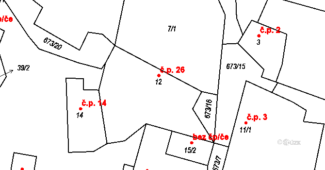 Jehnědno 26, Albrechtice nad Vltavou na parcele st. 12 v KÚ Jehnědno, Katastrální mapa