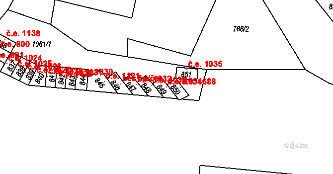 Děčín IX-Bynov 1034, Děčín na parcele st. 849 v KÚ Bynov, Katastrální mapa