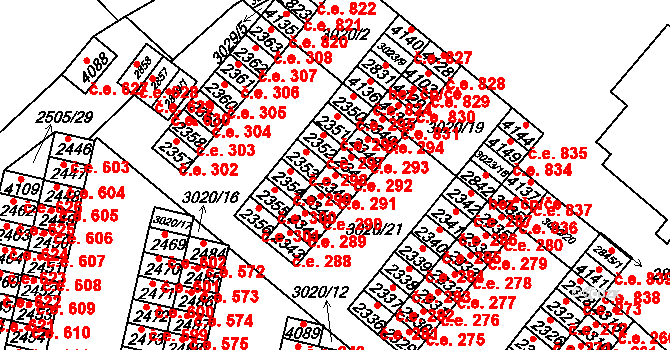 Kyjov 291 na parcele st. 2346 v KÚ Kyjov, Katastrální mapa