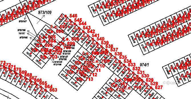 Štětí 538 na parcele st. 974/508 v KÚ Štětí I, Katastrální mapa