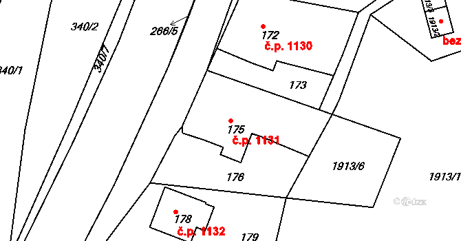 Brumov 1131, Brumov-Bylnice na parcele st. 175 v KÚ Brumov, Katastrální mapa