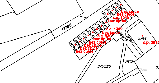 Chomutov 39102971 na parcele st. 3751/12 v KÚ Chomutov I, Katastrální mapa