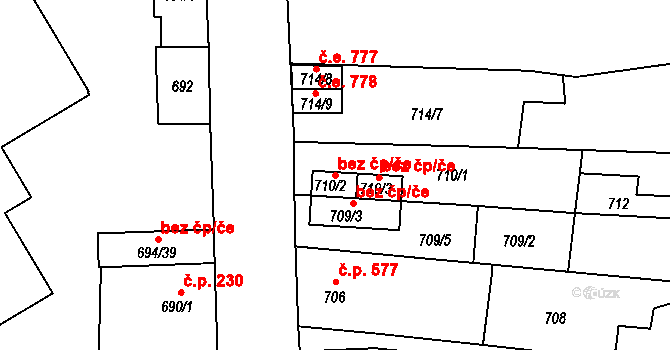 Teplice 39148971 na parcele st. 710/2 v KÚ Teplice-Trnovany, Katastrální mapa