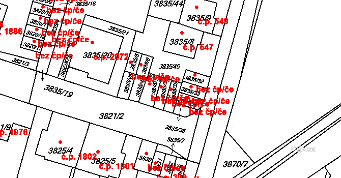 Litoměřice 41074971 na parcele st. 3835/35 v KÚ Litoměřice, Katastrální mapa