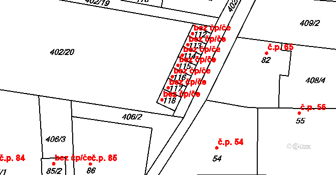Černěves 41077971 na parcele st. 117 v KÚ Černěves, Katastrální mapa
