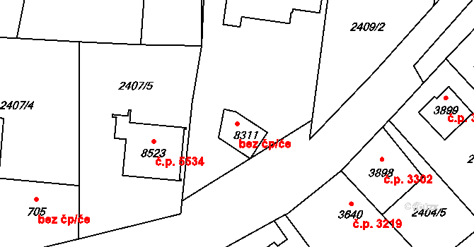 Zlín 41714971 na parcele st. 8311 v KÚ Zlín, Katastrální mapa