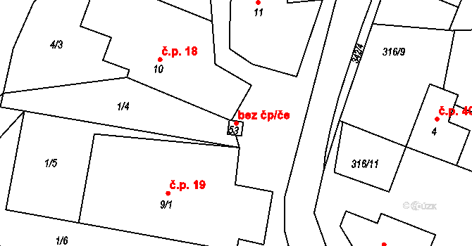 Rosice 42721971 na parcele st. 53 v KÚ Brčekoly, Katastrální mapa