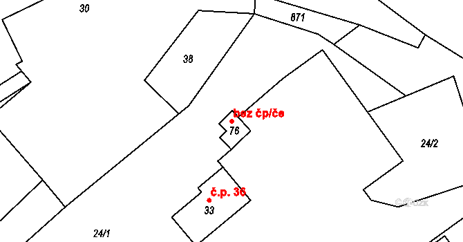 Slezské Rudoltice 43027971 na parcele st. 76 v KÚ Koberno, Katastrální mapa