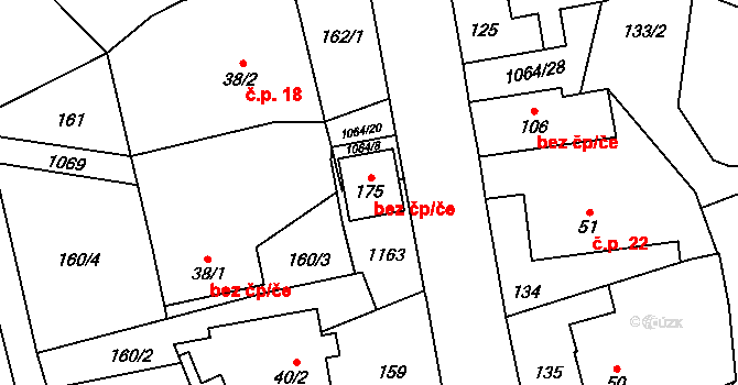 Kladno 43305971 na parcele st. 175 v KÚ Kladno u Hlinska, Katastrální mapa