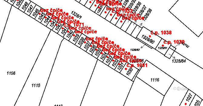Brodek u Přerova 43803971 na parcele st. 1034 v KÚ Brodek u Přerova, Katastrální mapa