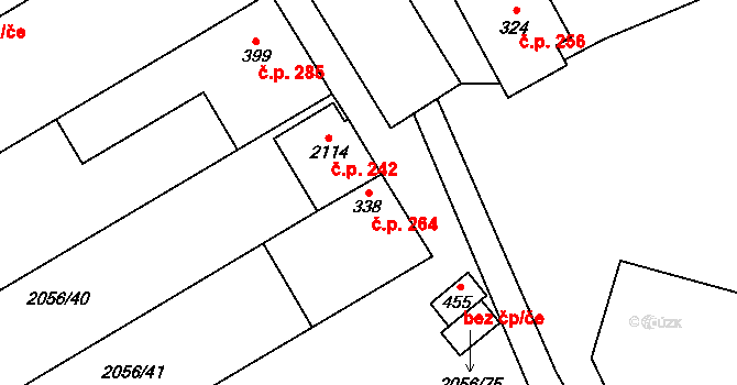 Brankovice 264 na parcele st. 338 v KÚ Brankovice, Katastrální mapa
