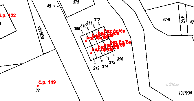 Děpoltovice 45825971 na parcele st. 314 v KÚ Děpoltovice, Katastrální mapa