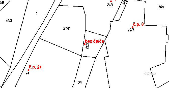 Libošovice 45964971 na parcele st. 21/2 v KÚ Rytířova Lhota, Katastrální mapa