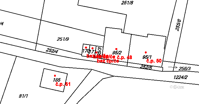 Těšovice 46181971 na parcele st. 95/3 v KÚ Těšovice u Prachatic, Katastrální mapa