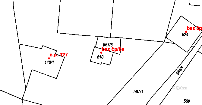 Merklín 46218971 na parcele st. 610 v KÚ Merklín u Přeštic, Katastrální mapa