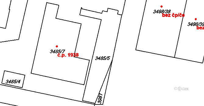 Děčín 47240971 na parcele st. 3485/5 v KÚ Podmokly, Katastrální mapa