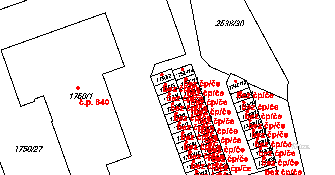 Třeboň 47503971 na parcele st. 1750/3 v KÚ Třeboň, Katastrální mapa