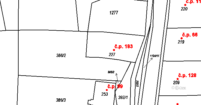 Košíky 183 na parcele st. 227 v KÚ Košíky, Katastrální mapa