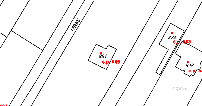 Zlechov 546 na parcele st. 801 v KÚ Zlechov, Katastrální mapa