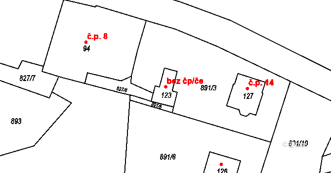 Teplýšovice 50485971 na parcele st. 123 v KÚ Čeňovice, Katastrální mapa