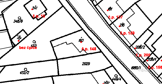 Kloboučky 148, Bučovice na parcele st. 193 v KÚ Kloboučky, Katastrální mapa