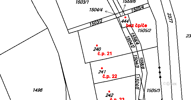 Malinné 21, Prosetín na parcele st. 240 v KÚ Prosetín u Hlinska, Katastrální mapa