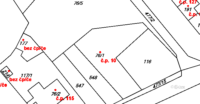 Podlažice 10, Chrast na parcele st. 76/1 v KÚ Podlažice, Katastrální mapa