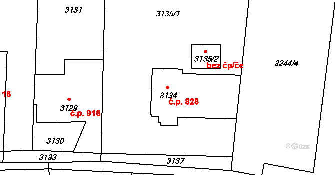 Stonava 828 na parcele st. 3134 v KÚ Stonava, Katastrální mapa