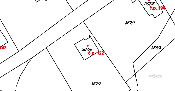 Mistřovice 122, Český Těšín na parcele st. 367/5 v KÚ Mistřovice, Katastrální mapa