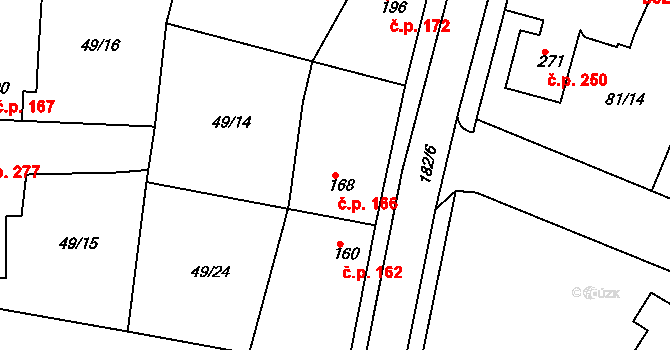 Lobeček 166, Kralupy nad Vltavou na parcele st. 168 v KÚ Lobeček, Katastrální mapa
