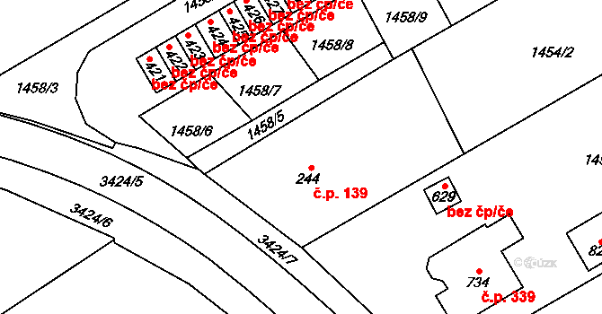 Kout na Šumavě 139 na parcele st. 244 v KÚ Kout na Šumavě, Katastrální mapa