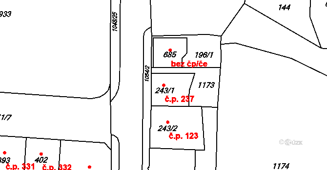 Police nad Metují 237 na parcele st. 243/1 v KÚ Police nad Metují, Katastrální mapa