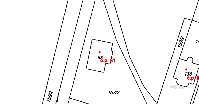 Jizbice 61, Náchod na parcele st. 68 v KÚ Jizbice u Náchoda, Katastrální mapa