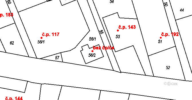 Těškovice 77850971 na parcele st. 56/2 v KÚ Těškovice, Katastrální mapa