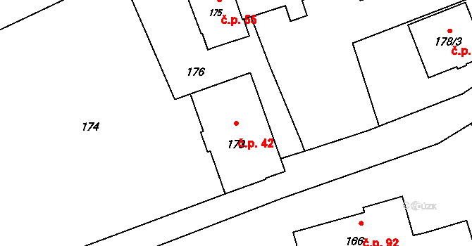 Hůrka 42, Jeseník nad Odrou na parcele st. 173 v KÚ Hůrka, Katastrální mapa