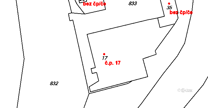 Žíchovec 17, Strunkovice nad Blanicí na parcele st. 17 v KÚ Žíchovec, Katastrální mapa