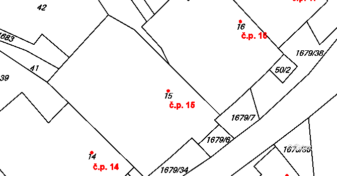 Stranná 15, Žirovnice na parcele st. 15 v KÚ Stranná u Žirovnice, Katastrální mapa