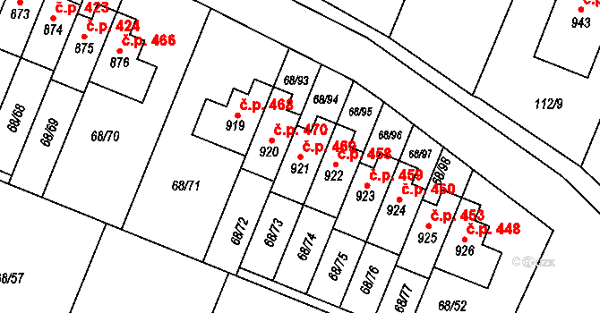 Velká Hleďsebe 469 na parcele st. 921 v KÚ Velká Hleďsebe, Katastrální mapa